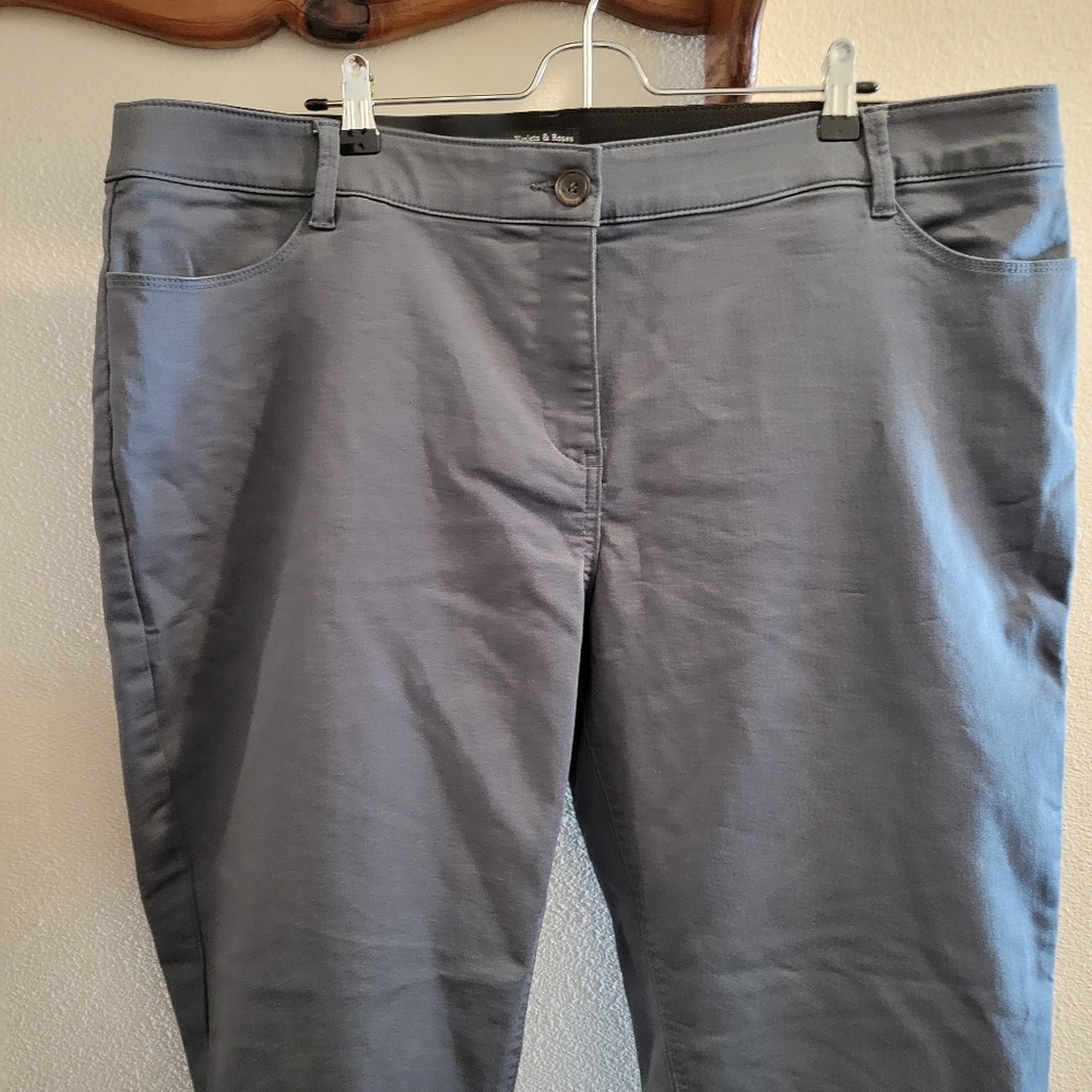 Violets & Roses Womens Pants Blue Gray NWT 20W Cropped Ankle